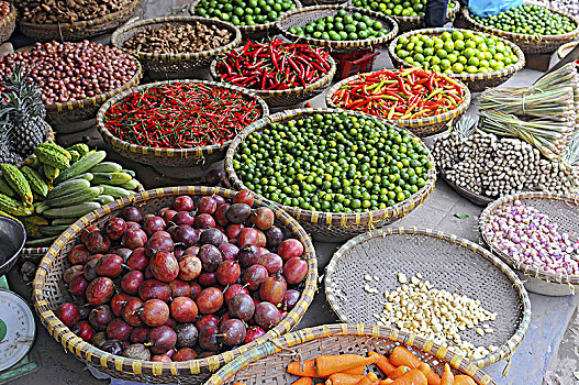 越南,河内,新鲜水果,蔬菜,街道,市场