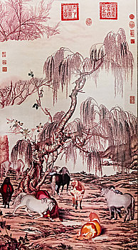 中国山西平阳木版年画