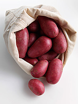土豆,袋,白色背景