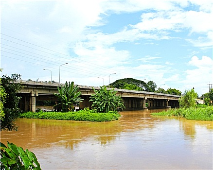 桥,上方,河,泰国