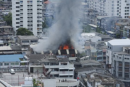 建筑,燃烧,曼谷,泰国