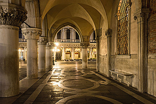 威尼斯,广场,宫殿,夜晚,照片