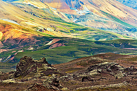 彩色,山,冰岛