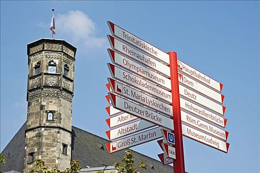标志牌,塔,科隆,技工,房子,北莱茵威斯特伐利亚,德国