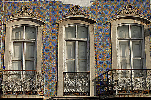 建筑,特色,蓝色,砖瓦,塔维拉,阿尔加维,葡萄牙,欧洲