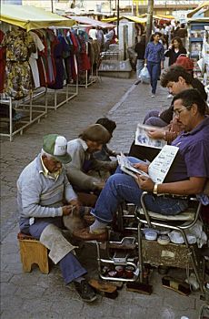 擦鞋,男孩,科阿韦拉州,墨西哥