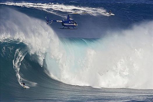 夏威夷,毛伊岛,直升飞机,拍摄,冲浪,颚部,野外,碰撞