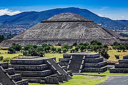 广场,月亮,太阳金字塔,月亮金字塔,圣胡安,特奥蒂瓦坎,东北方,墨西哥城,墨西哥