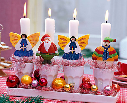 圣诞花环,白色,蜡烛,杯子,装饰,天使