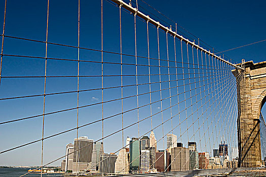 曼哈顿,天际线,布鲁克林,桥,纽约,美国