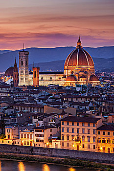 黎明,上方,中央教堂,佛罗伦萨,托斯卡纳,意大利