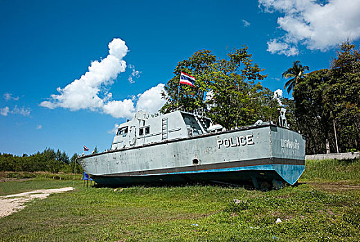 警察,快艇,海岸警卫队,洗,岸边,海啸,2004年,纪念,普吉岛,泰国,亚洲