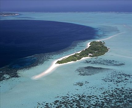 可可,岛屿,航拍,南马累环礁,马尔代夫,印度洋