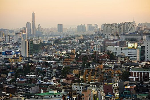 俯视,城市,首尔,韩国