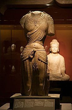 西安碑林博物馆雕塑藏品观音菩萨立像