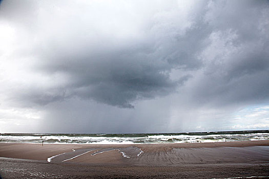 海滩,北海,雷暴,上方,海洋