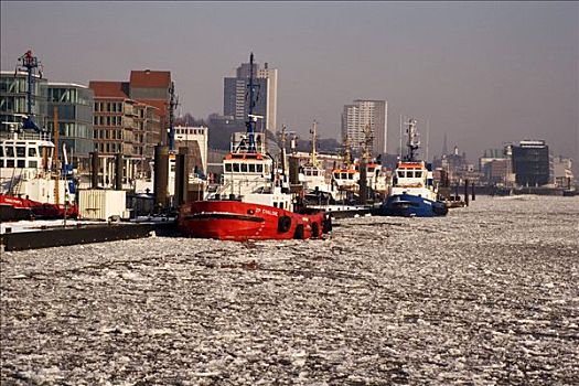 汉堡港,冬天
