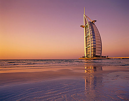 帆船酒店,现代,酒店,海滩,迪拜