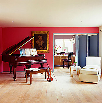 钢琴,小提琴,沙龙,粉色,墙壁
