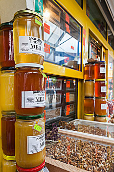 保加利亚,索非亚,女性,市场,蜂蜜,出售