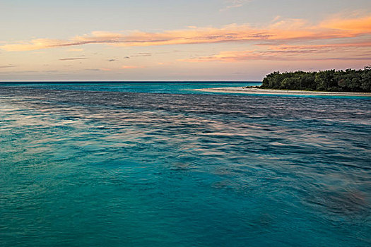 日落,海滩,新喀里多尼亚,大洋洲