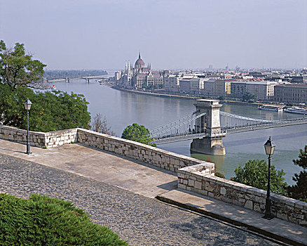 匈牙利,布达佩斯,风景,城市,议会,桥,多瑙河,欧洲,中欧,马扎尔,首都,景象,地标建筑,建筑,政府建筑,圆顶,拱顶结构