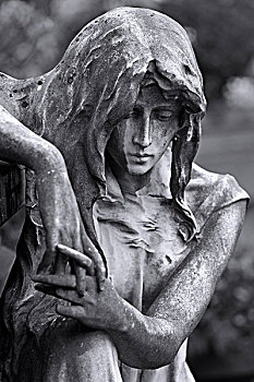 雕塑,哀悼者,石棺,墓地,纽伦堡,中间,弗兰克尼亚,巴伐利亚,德国,欧洲