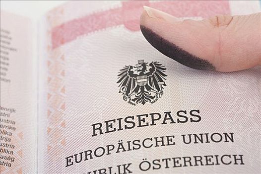 指纹,奥地利,护照,象征