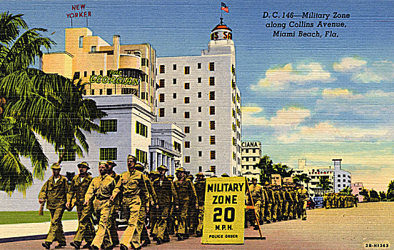 军事,柯林斯大街,迈阿密海滩,佛罗里达,美国,艺术家,未知