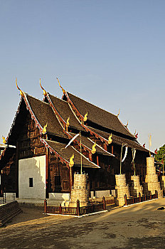 柚木,建筑,寺院,清迈,泰国