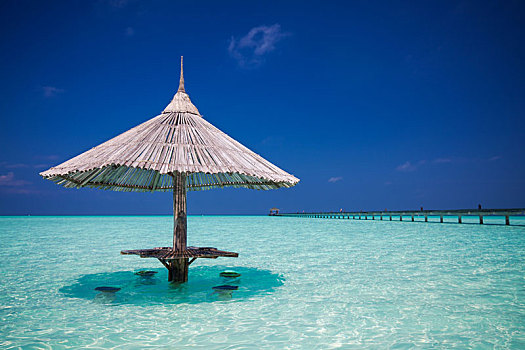 竹子,海滩伞,座椅,水