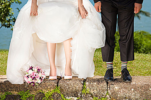 新婚夫婦,鞋,襪子