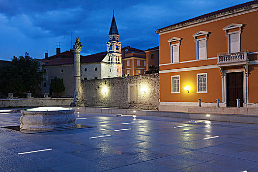 古罗马广场,塔,教堂,达尔马提亚,克罗地亚,欧洲