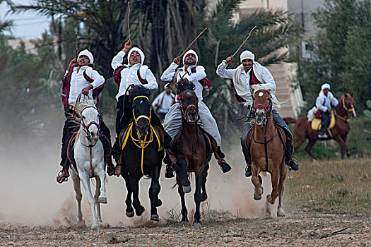 骑马,游戏,杰尔巴,突尼斯,非洲