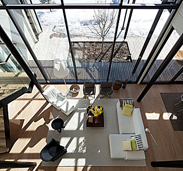 休息区,玻璃,墙壁,现代主义,房间,家,芬兰