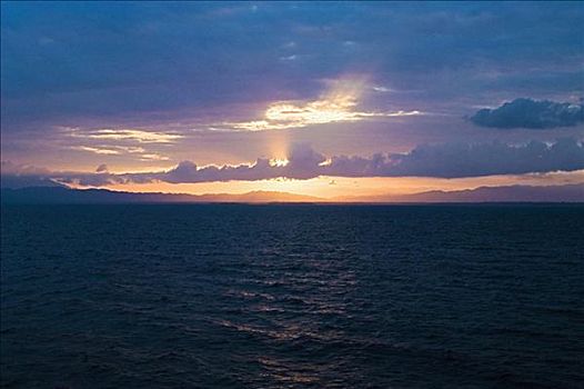 日落,上方,海洋,米尔恩湾,巴布亚新几内亚
