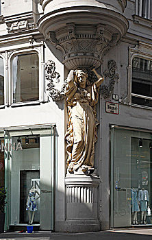 女像柱,雕塑,角,维也纳,奥地利