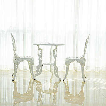 现代,室内,白色,桌子,椅子