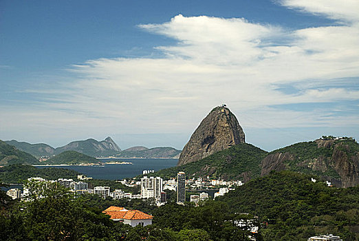 航拍,城市,山,背景,甜面包山,里约热内卢,巴西