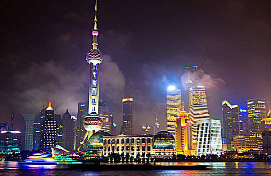 中国,上海,现代,天际线,浦东,东方明珠塔