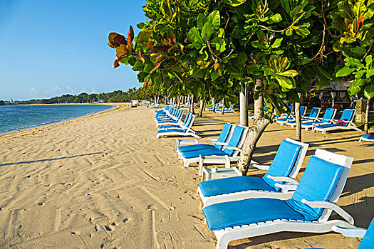 沙滩椅,排列,海滩,努沙杜瓦,巴厘岛,印度尼西亚