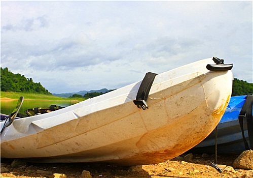 皮划艇,独木舟,边缘,水,湖