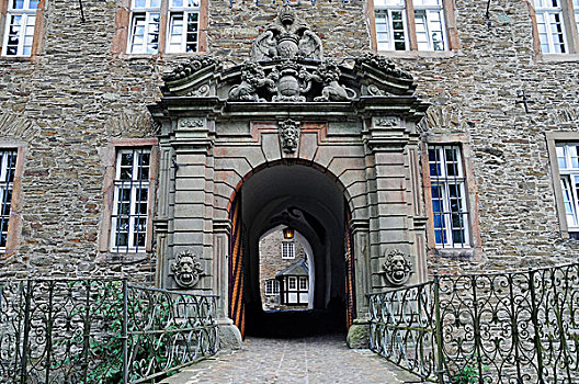 入口,大门,城堡,藻厄兰,地区,北莱茵威斯特伐利亚,德国,欧洲
