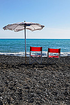 意大利,生活,椅子,太阳,伞,海滩,托斯卡纳,欧洲