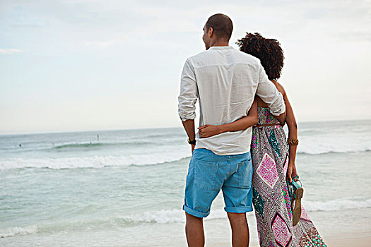 情侣,向外看,海洋,海滩,里约热内卢,巴西