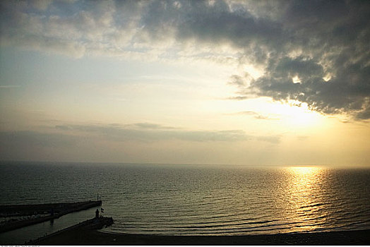 日落,上方,海洋,托斯卡纳,意大利