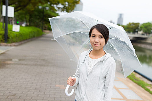 女人,室外,雨天