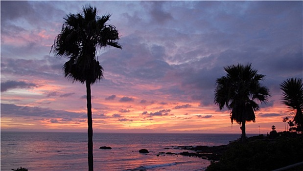景色,拉古纳海滩,日落