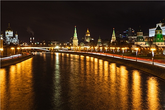 光亮,莫斯科,河,城市