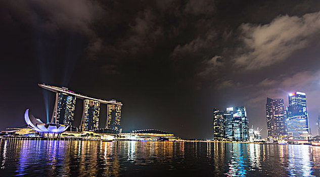 雷射,展示,码头,湾,沙,酒店,市区,金融区,夜晚,新加坡,亚洲